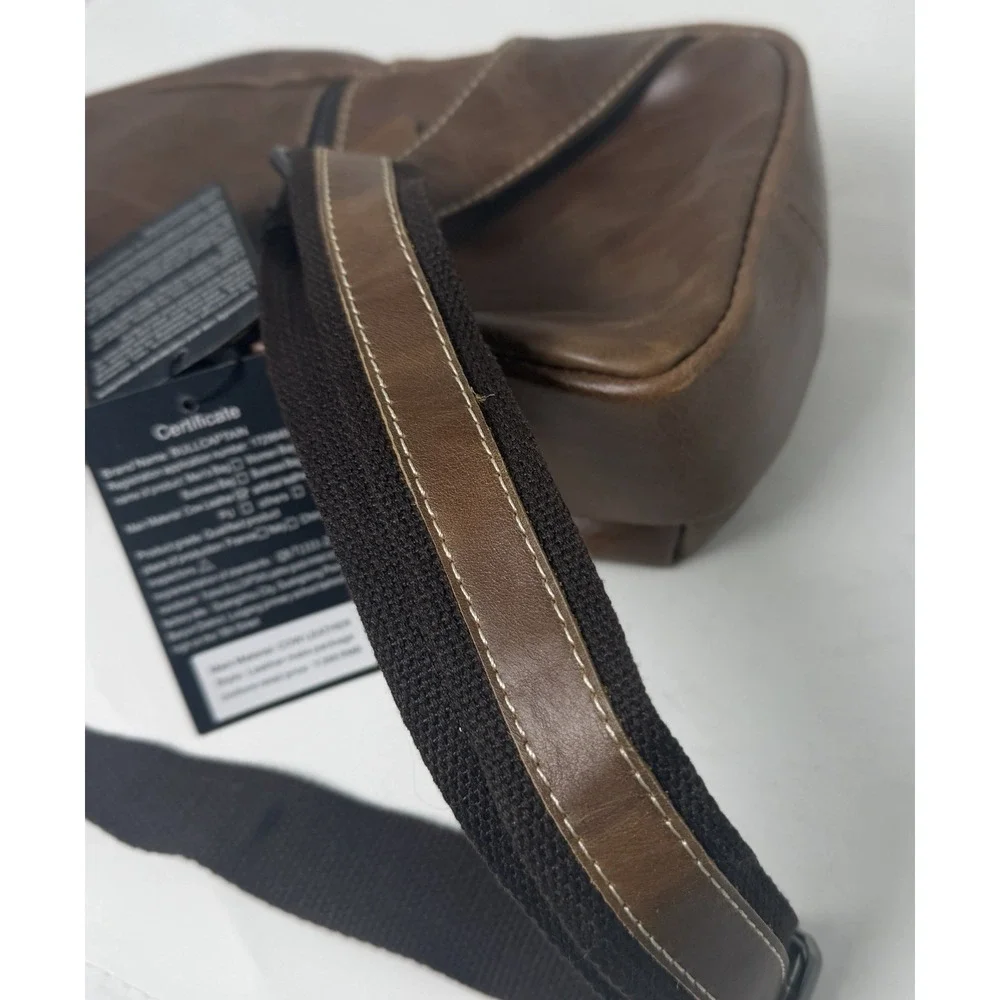Leather Sling Bag Mens Chest Bag Casual Shoulder Crossbody Bags Travel Hiking...